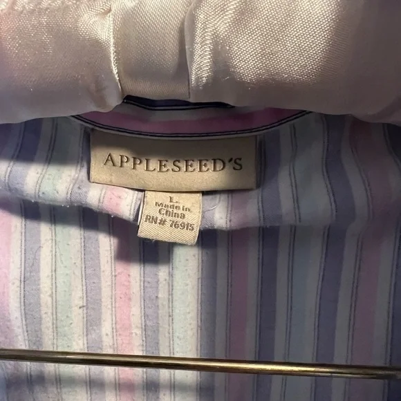 Appleseeds PJ’s. 2 piece. Size large. Blues and pinks. Button up. Stripes. - Picture 4 of 6